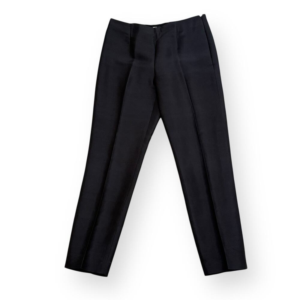 Vintage Ann Taylor 100% Silk Tapered Pants 4 Black Slub Quiet Luxury 90s Office